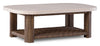 Banff Outdoor Patio Coffee Table - Resin Wicker & Aluminum, Weather Resistant - Brown/Beige
