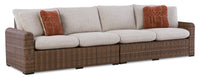 Banff Outdoor Patio RAF/LAF Loveseats, Set of 2 - Resin Wicker & Nuvella Fabric - Brown/Beige