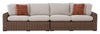 Banff Outdoor Patio RAF/LAF Loveseats, Set of 2 - Resin Wicker & Nuvella Fabric - Brown/Beige | Causeuses de droite et de gauche Banff pour la terrasse à l’extérieur, ensemble de 2 - osier en résine et tissu Nuvella - brunes et beige