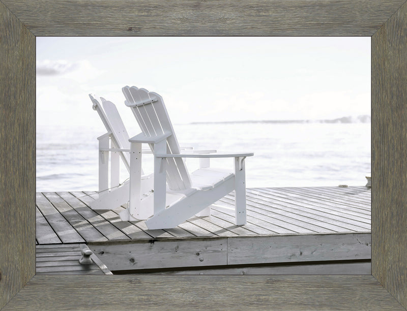 Beach Chairs Framed Matted Glass Art – 26\" x 34\"