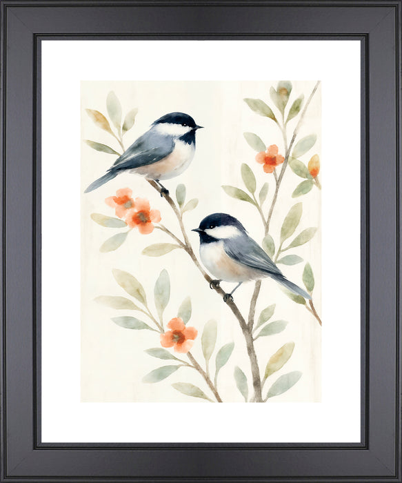 Blue Birds Framed Glass Art - 20\" x 24\"