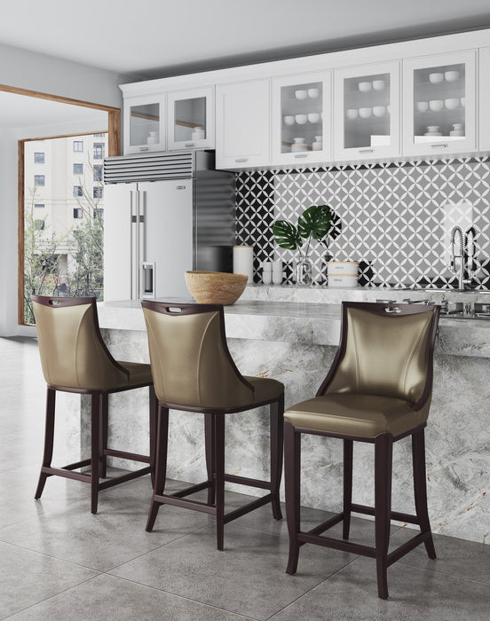 Manhattan Comfort Emperor 41\" Beech Wood Barstool - Bronze & Walnut
