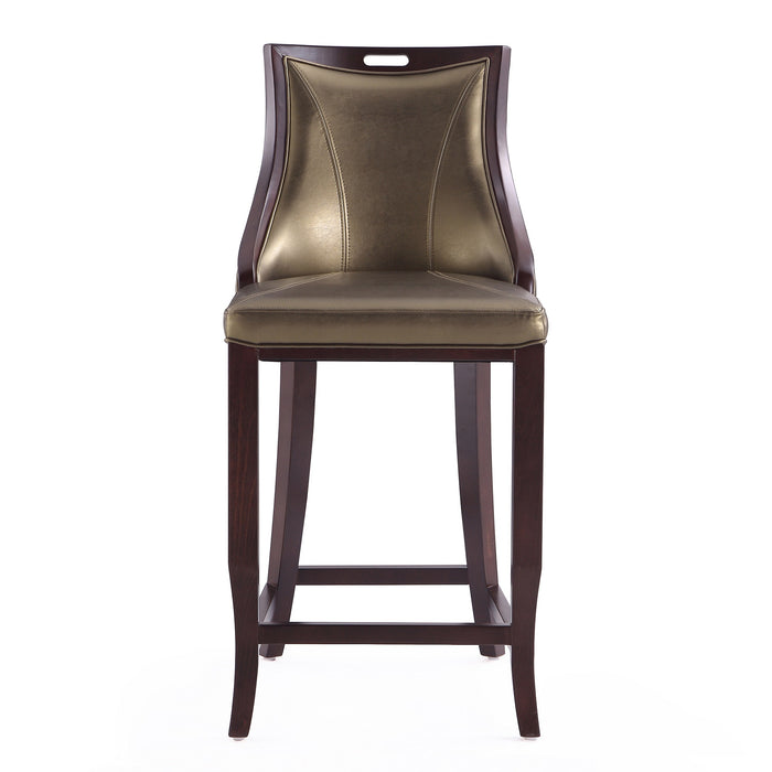 Manhattan Comfort Emperor 41\" Beech Wood Barstool - Bronze & Walnut