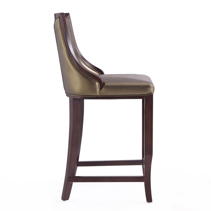 Manhattan Comfort Emperor 41\" Beech Wood Barstool - Bronze & Walnut