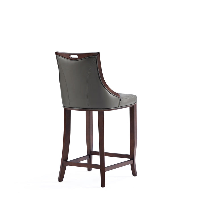 Manhattan Comfort Emperor Faux Leather Barstool - Pebble Grey
