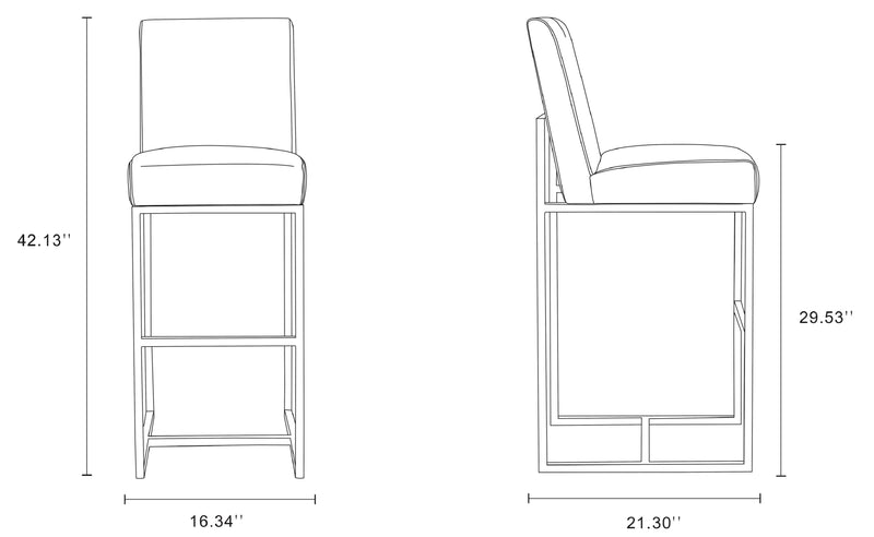 Manhattan Comfort Element 42.13\" Polished Chrome Stainless Steel Barstool - Pearl White