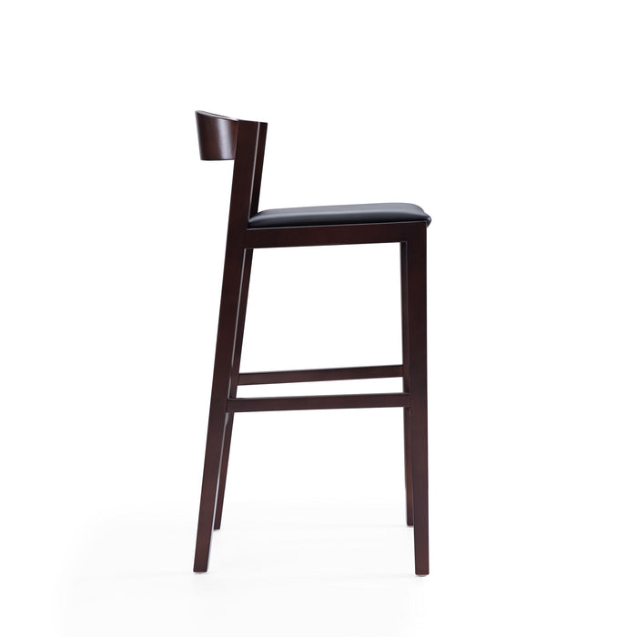 Manhattan Comfort Klismos 40.75\" Beech Wood Barstool - Black & Dark Walnut