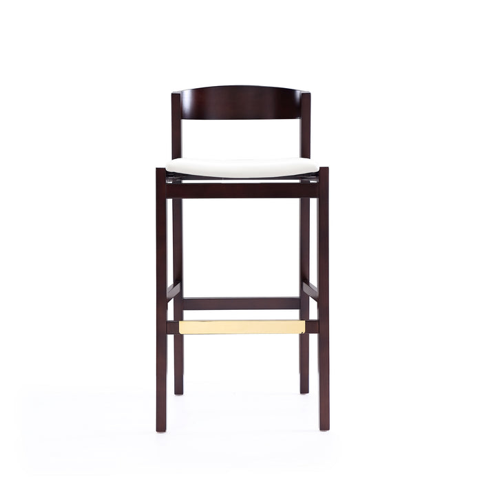 Manhattan Comfort Klismos 40.75\" Beech Wood Barstool - Ivory & Dark Walnut