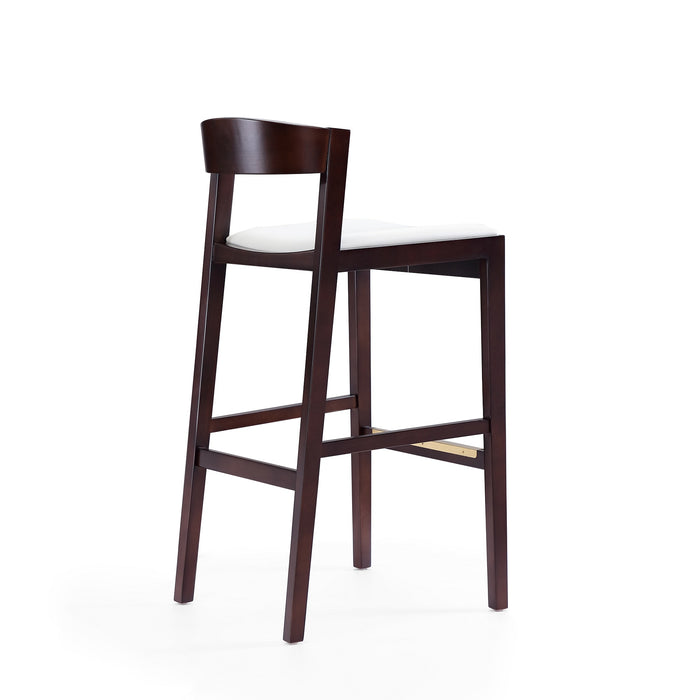 Manhattan Comfort Klismos 40.75\" Beech Wood Barstool - Ivory & Dark Walnut