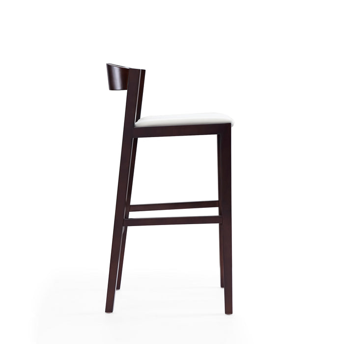 Manhattan Comfort Klismos 40.75\" Beech Wood Barstool - Ivory & Dark Walnut
