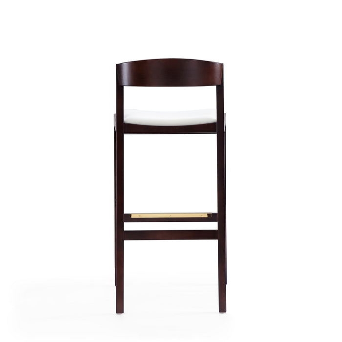 Manhattan Comfort Klismos 40.75\" Beech Wood Barstool - Ivory & Dark Walnut