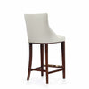 Manhattan Comfort Modern Shubert Barstool Upholstered Leatherette with Beech Wood Legs - Ivory|Tabouret bar moderne Shubert de Manhattan Comfort avec revêtement en similicuir et pattes en hêtre - ivoire