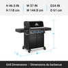 Broil King Baron 490 Pro Shadow 4-Burner 40,000-BTU Propane Gas BBQ - 674144 Grill | Broil King Baron 490 Pro Shadow 4-bruleurs 40 000 BTU Barbecue a gaz propane - 674144