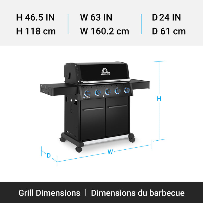 Broil King Baron 520 Pro Shadow 5-Burner 45,000-BTU Natural Gas BBQ - 675117 Grill