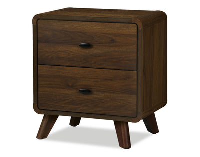 Cami Bedside 2-Drawer Nightstand, Mid-Century Modern, 17"W x 24.8"H – Brown | Table de nuit moderne du milieu du 20e siècle Cami de 17 po (L) x 24,8 po (H) à 2 tiroirs - brune