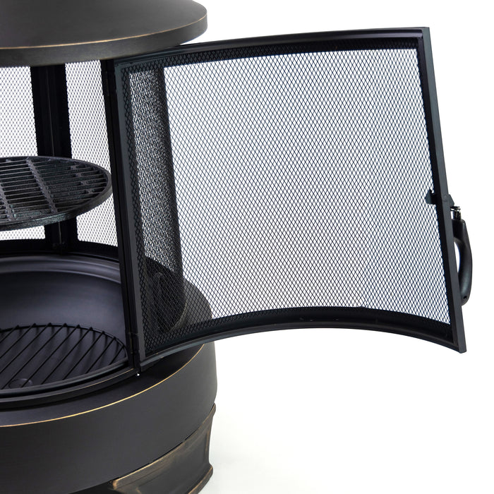 Deko Living Metal Wood Burner Chimney Fire Pit