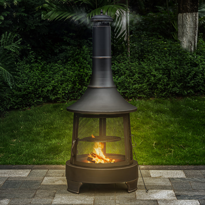 Deko Living Metal Wood Burner Chimney Fire Pit