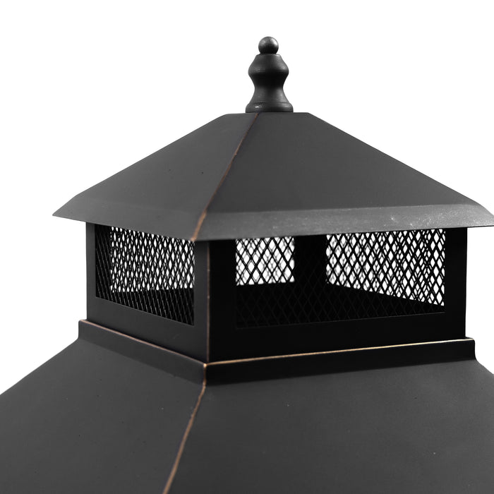 Deko Living Wood Burner Fire Pit Grill & Log Storage