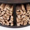 Deko Living Metal Wood Burner Round Fire Pit & Log Storage|Foyer extérieur rond au bois Deko Living en métal avec rangement pour bûches