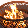 Deko Living Metal Wood Burner Round Fire Pit & Log Storage|Foyer extérieur rond au bois Deko Living en métal avec rangement pour bûches