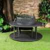 Deko Living Metal Wood Burner Round Fire Pit & Log Storage|Foyer extérieur rond au bois Deko Living en métal avec rangement pour bûches