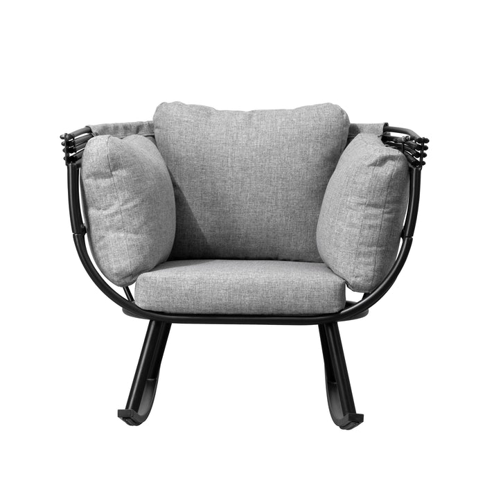 Deko Living Outdoor Rocking Egg Chair with Canopy - Black