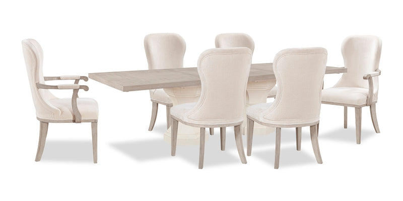 Corsa 7pc Dining Set with Table and 6 Chairs - Antique White Oak and Light Grey 