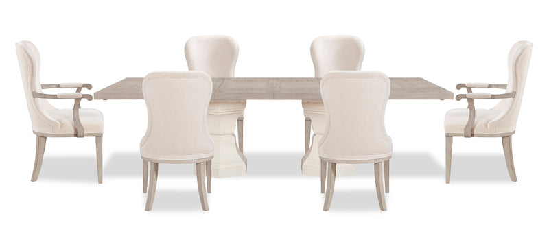 Corsa 7pc Dining Set with Table and 6 Chairs - Antique White Oak and Light Grey 