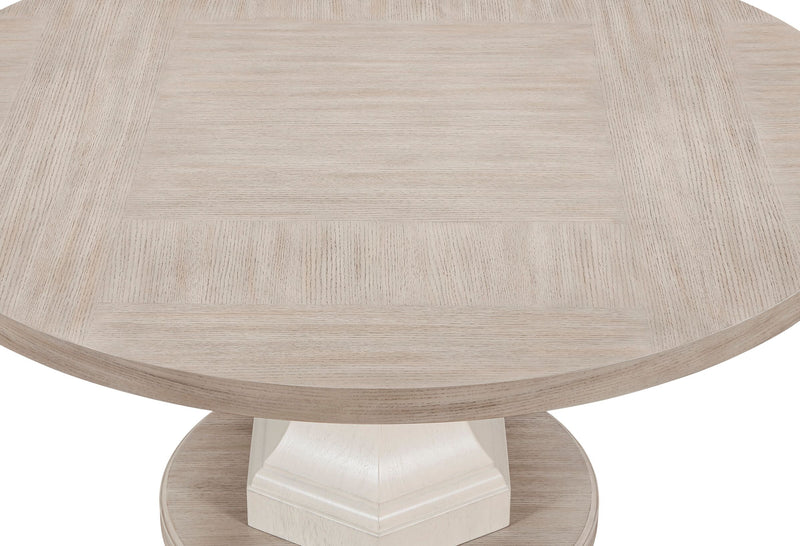 Corsa Round Dining Table - Light Grey and Antique White Oak