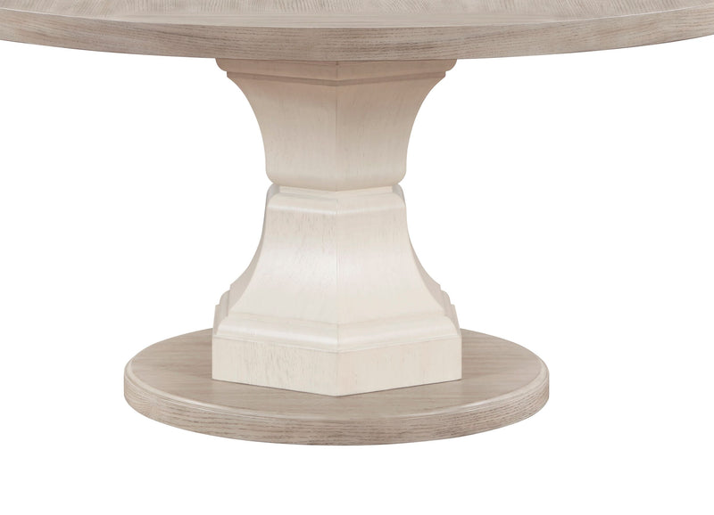 Corsa Round Dining Table - Light Grey and Antique White Oak