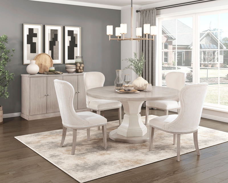 Corsa Round Dining Table - Light Grey and Antique White Oak