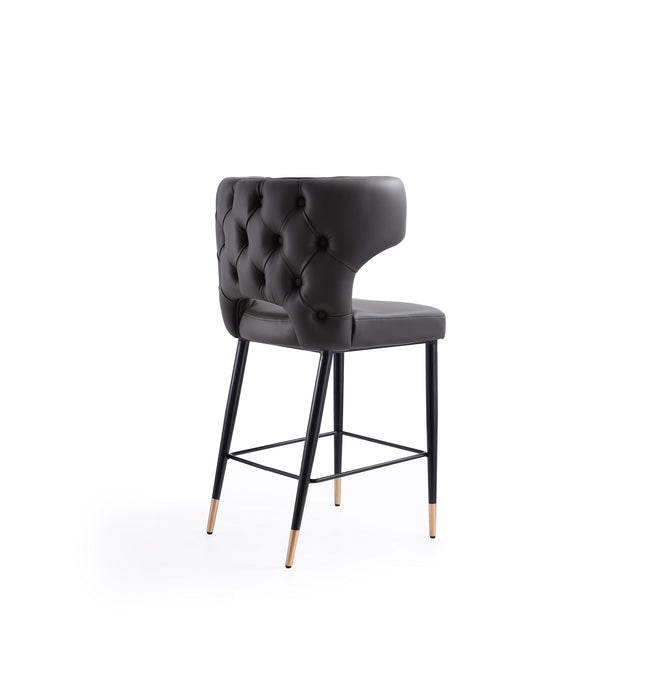 Manhattan Comfort Holguin 37\" Counter Height Barstool with Tufted Back Buttons - Grey