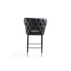 Manhattan Comfort Holguin 37" Counter Height Barstool with Tufted Back Buttons - Grey|Tabouret bar Holguin de Manhattan Comfort de hauteur comptoir de 37 po avec dossier capitonné - gris