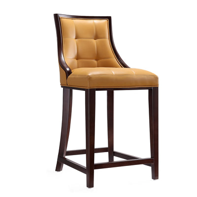 Manhattan Comfort Fifth Avenue 39.5" Beech Wood Counter Height Barstool - Camel & Dark Walnut|Tabouret bar Fifth Ave de Manhattan Comfort de hauteur comptoir de 39,5 po en hêtre - chameau et noyer foncé