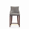 Manhattan Comfort Modern Shubert Counter Height Barstool Upholstered Leatherette with Beech Wood Legs - Dark Taupe|Tabouret bar moderne Shubert de Manhattan Comfort de hauteur comptoir avec revêtement en similicuir et pattes en hêtre - taupe foncé