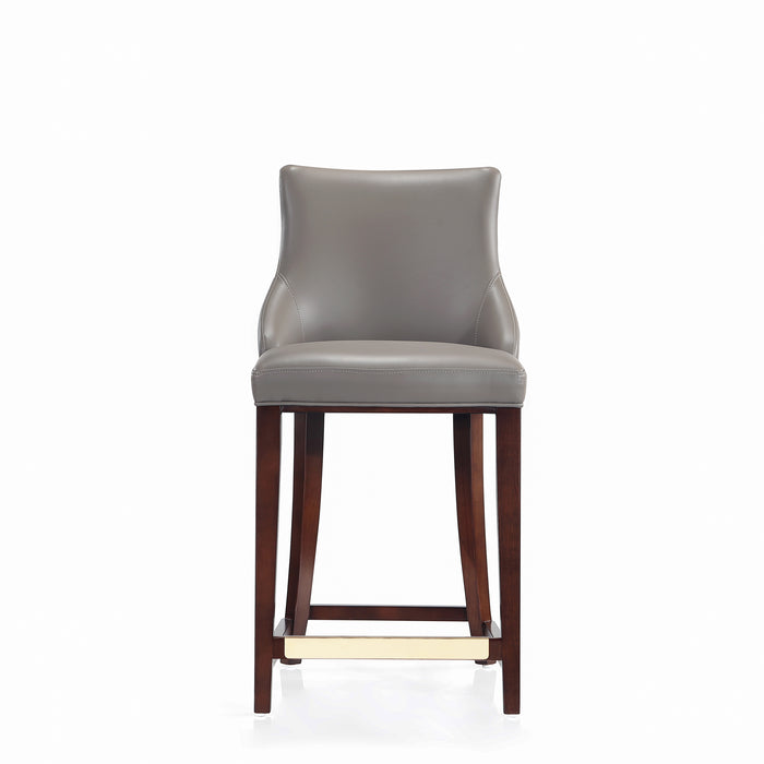 Manhattan Comfort Modern Shubert Counter Height Barstool Upholstered Leatherette with Beech Wood Legs - Dark Taupe