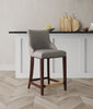 Manhattan Comfort Modern Shubert Counter Height Barstool Upholstered Leatherette with Beech Wood Legs - Dark Taupe|Tabouret bar moderne Shubert de Manhattan Comfort de hauteur comptoir avec revêtement en similicuir et pattes en hêtre - taupe foncé