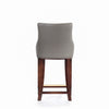 Manhattan Comfort Modern Shubert Counter Height Barstool Upholstered Leatherette with Beech Wood Legs - Dark Taupe|Tabouret bar moderne Shubert de Manhattan Comfort de hauteur comptoir avec revêtement en similicuir et pattes en hêtre - taupe foncé
