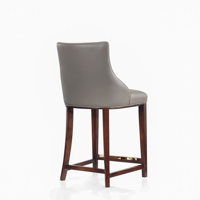 Manhattan Comfort Modern Shubert Counter Height Barstool Upholstered Leatherette with Beech Wood Legs - Dark Taupe