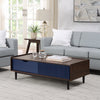 Manhattan Comfort Duane Modern Ribbed Coffee Table with Drawer & Shelf - Dark Brown & Navy Blue|Table à café moderne Duane de Manhattan Comfort avec cannelures, tiroir et tablette - brun foncé et bleu marine