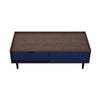 Manhattan Comfort Duane Modern Ribbed Coffee Table with Drawer & Shelf - Dark Brown & Navy Blue|Table à café moderne Duane de Manhattan Comfort avec cannelures, tiroir et tablette - brun foncé et bleu marine