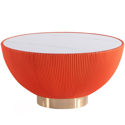 Manhattan Comfort Modern Anderson Coffee Table Upholstered Leatherette with Ceramic Faux Marble Tabl|Table à café moderne Anderson de Manhattan Comfort avec revêtement en similicuir et dessus de table