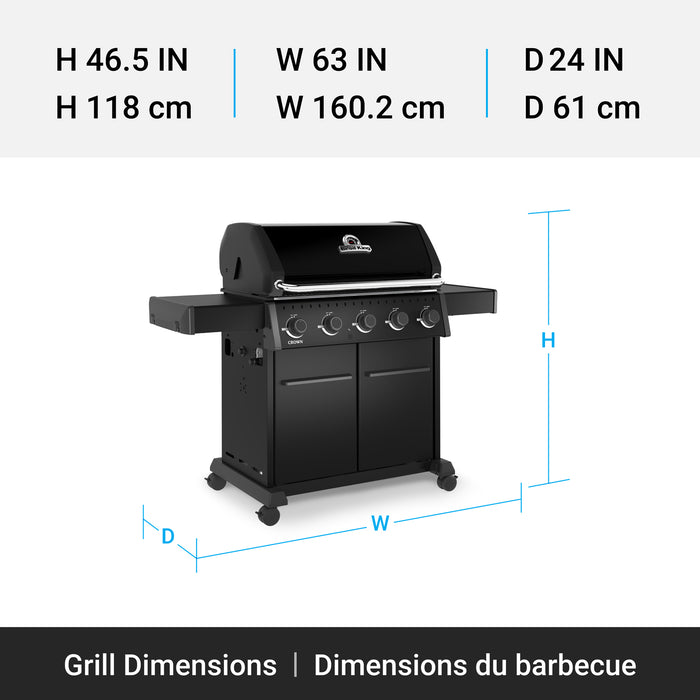 Broil King Crown 520 Shadow 5-Burner 45,000-BTU Propane Gas BBQ - 866154 Grill