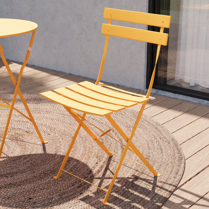 Lausaint Bistro Folding Three-Piece Set Yellow Patio Seating Package