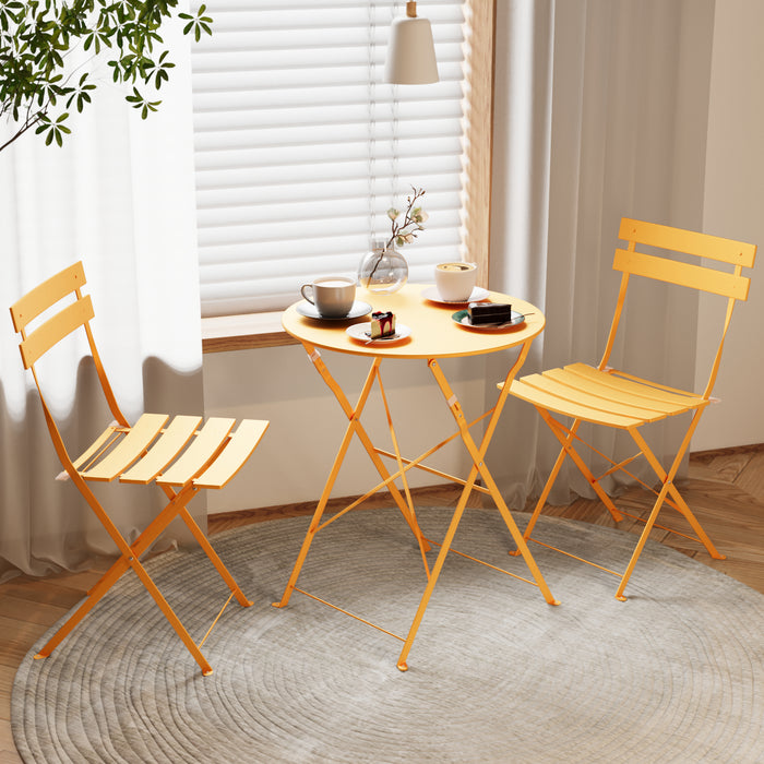 Lausaint Bistro Folding Three-Piece Set Yellow Patio Seating Package