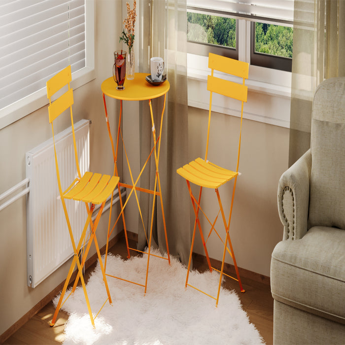 Lausaint Bistro Folding Three-Piece Set Yellow Patio Seating Package