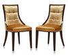 Manhattan Comfort Set of 2 Fifth Avenue Velvet Dining Chairs - Antique Gold & Walnut|Ensemble 2 chaises de salle à manger Fifth Avenue de Manhattan Comfort en velours - doré antique et noyer