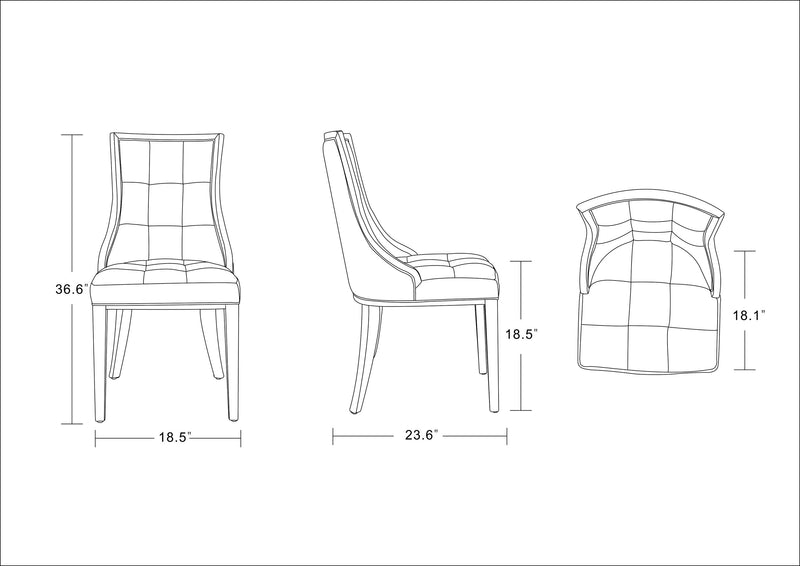 Manhattan Comfort Set of 2 Fifth Avenue Velvet Dining Chairs - Antique Gold & Walnut
