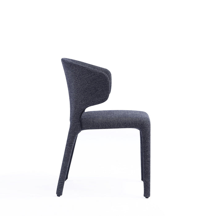 Manhattan Comfort Set of 2 Conrad Modern Woven Tweed Dining Chairs - Black