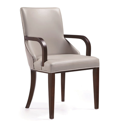 Manhattan Comfort Shubert Modern Faux Leather & Velvet Dining Armchair - Light Grey|Chaise de salle à manger à accoudoirs moderne Shubert de Manhattan Comfort en similicuir et velours - gris clair